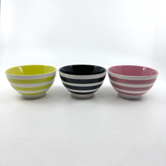 Thirty-One Mini Bowls 3 Pcs Get The Scoop Ice Cream Bowl Set Yellow Black Pink - Picture 2 of 5